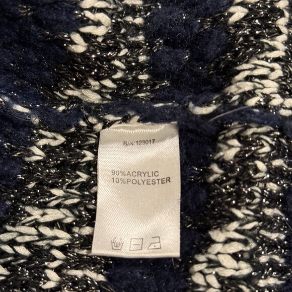 Anthropologie Moth Cardigan Sweater Mademoiselle Navy Boucle Chunky Knit LARGE - Picture 5 of 16